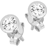 Lykken Casuals valkokultaiset tappikorvakorut zirkonia 4 mm