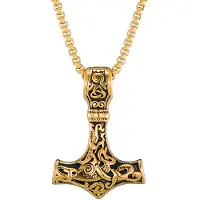 Lykken Viking Kullanvärinen Mjölnir Thorin vasara -kaulakoru 60 cm 4.3 x 3 cm