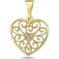Lykken Hearts kultainen sydänriipus filigraani zirkonioilla