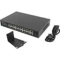 Lanberg 24-porttinen Kytkin, 1GB POE+/2X GB 2X SFP RACK 19” Gigabit Ethernet 2