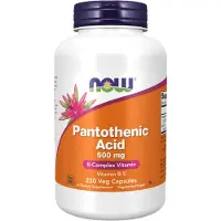 Now Pantoteenihappo, 500mg, 250 kaps.
