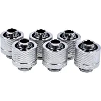 Alphacool 16/10mm Eiszapfen ruuviliitin, suora, G1/4, 6-pack, hopea