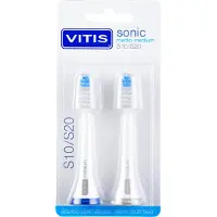 Vitis Sähköhammasharja - - Sonic S10/S20 - Keskikokoiset harjaosat - 2 kappaletta - Sekä