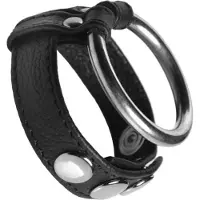 Strict Leather Leather and Steel Cock and Ball Ring