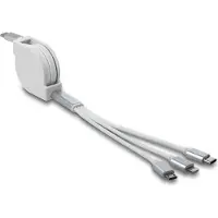DeLOCK – USB Type-C 3 in 1 Retractable Charging Cable for Lightning / Micro USB / USB Type-C white (85844)