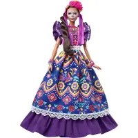 Barbie Día De Muertos - - Kermanvärinen hame, jossa volaanit - Kukka-kranssi - Kalavera-meikki - Liikkuva