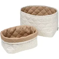 Cam Cam Tikkattu Säilytyskori Classic Stripes Camel Classic Stripes Camel-OS Ruskea One Size From Newborn Pojat, Tytöt