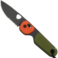 The James Brand The Redstone - OD Green / Orange / Black / PP / Serrated kääntöveitsi