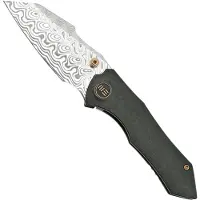 We Knife High-Fin, WE22005-DS1, Black Titanium, Hakkapella Damasteel pocket knife