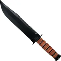 Ka-Bar Big Brother 2217 partially serrated, fixed knife, leather sheath