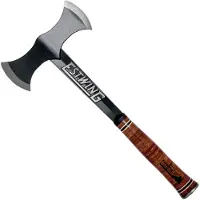 Estwing Black Eagle Leather Double Bit throwing axe EDBA with nylon sheath