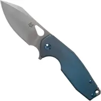 FOX Yaru FX-527TI Stonewashed Blue Titanium pocket knife, Jesper Voxnaes design
