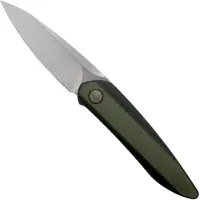 We Knife Black Void Opus kääntöveitsi, black ti with green G10 inlay