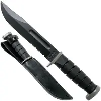 Ka-Bar D2 Extreme Fighting Knife 1283, serrated blade, Kraton handle, leather sheath
