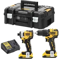 DeWalt DCK2062D2T-QW 18V XR Hiiliharjaton iskuporakone ja iskuväännin akkukonesarja (2x2.0Ah, TSTAK)