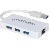 Manhattan Usb-A 3-Port Hub With Gigabit Ethernet Adapter