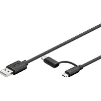 Goobay Latauksen ja synkronoinnin yhdistelmäkaapeli (USB A - Micro-USB & USB-C)