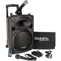 Ibiza Sound PORT10 kannettava akkukäyttöinen 500W kaiutin + langallinen mikki