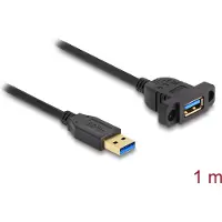 DeLOCK – SuperSpeed USB 5 Gbps (USB 3.2 Gen 1) Cable USB Type-A male to female 1m panel-mount black (87855)
