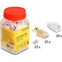 DeLOCK Suojattu S/FTP Cat7 RJ-45-liitin vedonpoistolla, valkoinen, 25kpl