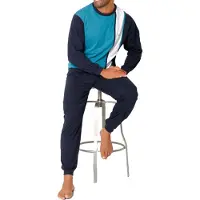 H.I.S. Pitkä pyjama laivastonsininen / turkoosi / valkoinen