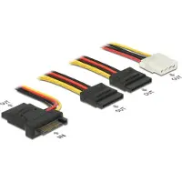 DeLOCK – Power Cable SATA 15 pin plug > 3 x SATA receptacle + 1 x Molex 4 pin female 20 cm (PCB) (60171)