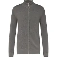 Gant Cotton Pique Zip Cardigan - Grey - XXXL