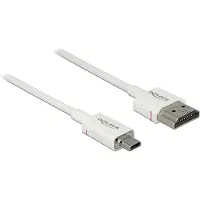 DeLOCK High Speed Slim HDMI - Micro HDMI -kaapeli, jossa Ethernet, 4K, 2 m, valkoinen