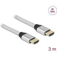 DeLOCK – Ultra High Speed HDMI Cable 48 Gbps 8K 60 Hz silver 3 m certified (85368)