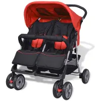 vidaXL Baby Twin Stroller Steel Monivärinen 93x68x103 cm