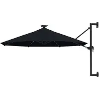 vidaXL Aurinkovarjo seinäkiinnitettävä LED-valoilla 300 cm musta