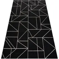 Rugsx Matto string sizal floorlux 20605 musta / hopea kolmiot, geometrinen