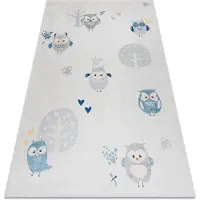 Rugsx Bambino 1161 matto ugglor lapsille liukumaton - harmaa