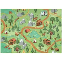Rugsx ALFOMBRA REBEL ROADS Wild life 90 Bosque, animales antideslizante para niños - verde 140x200 cm