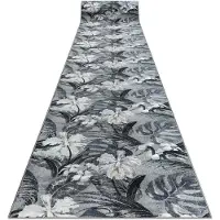 Rugsx Runner liukastumisenesto monstera lehdet, kumi harmaa 67 cm