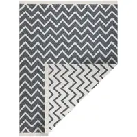Rugsx Matto twin 23002 zigzag, puuvilla, kaksipuolinen, ekologiset hapsut - antrasiit