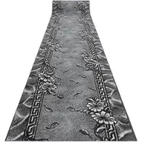 Rugsx Alfombra de pasillo BCF MORAD Trio flores, hojas gris 120 cm 120x1050 cm