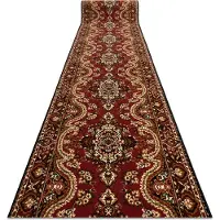 Rugsx Alfombra de pasillo BCF WIOSNA burdeos 80 cm 80x520 cm