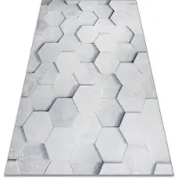 Rugsx Andre 1180 matto hunajakennokuvio, kuusikulmio 3d liukumaton - harmaa