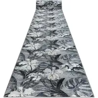 Rugsx Runner liukastumisenesto monstera lehdet, kumi harmaa 100 cm