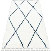 Rugsx Matto union 3683 säleikkö, trellis kerma / sininen tupsut berbery marokkolain