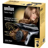 Braun Satin Hair 7 HD710, 2200 W -hiustenkuivaaja, musta/hopea