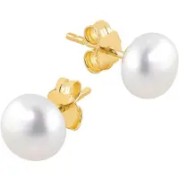Lykken Pearls kullatut helmikorvakorut hopea 8 mm