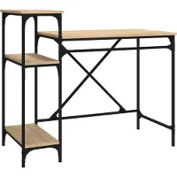 vidaXL Työpöytä hyllyillä Sonoma-tammi 105x50x90 cm tekninen puu/rauta