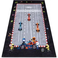 Rugsx Alfombra lavable JUNIOR 52108.801 Carrera, fórmula 1 para niños antideslizante - gris 200x290 cm