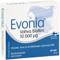 Evonia Vahva Biotiiini 10 000 μg 60 tabl. ravintolisä