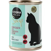 Cosma 24x 100g Soup kanafileetä, kananmaksa & parsakaali märkäruokaa kissoille