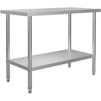 vidaXL Keittiön työpöytä 120x60x85 cm ruostumaton teräs