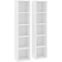 vidaXL CD-hyllyt 2 kpl valkoinen 21x16x93,5 cm lastulevy