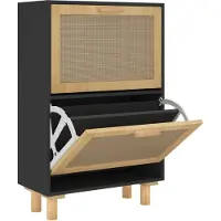 vidaXL Kenkäkaappi musta 52x25x80 cm tekninen puu/luonnonrottinki